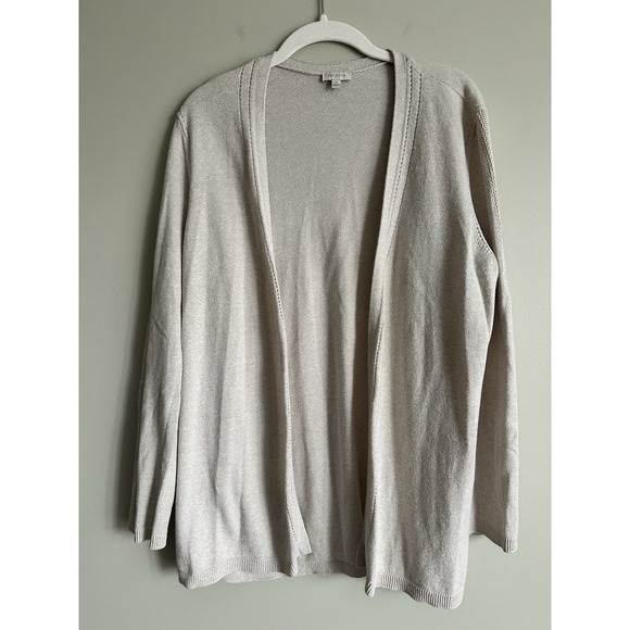 Talbots Sweaters - TALBOTS Tan Open Front Cardigan, Open Knit Embellishments;‎ Size Medium